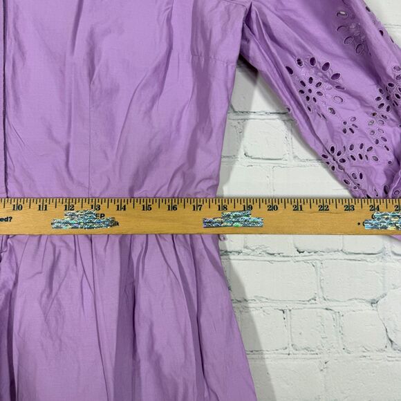 Talbots Midi Dress Women Plus XL Lavander Button Front Cottage Prairie Pockets - Picture 6 of 13